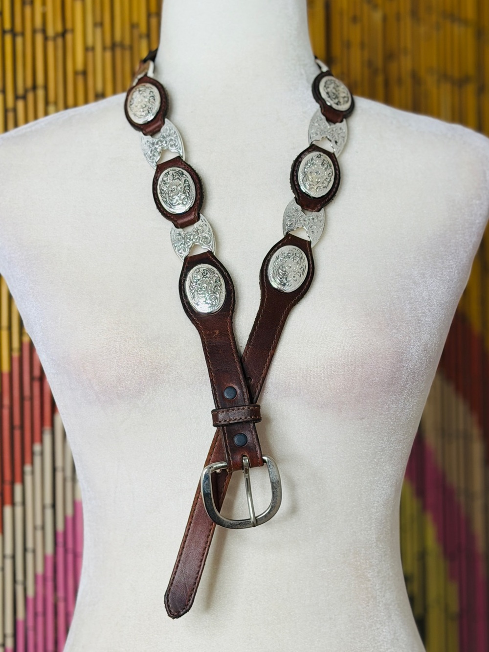 Vintage 1996 Y2K Tony Lama Concho Genuine Leather Western Belt
